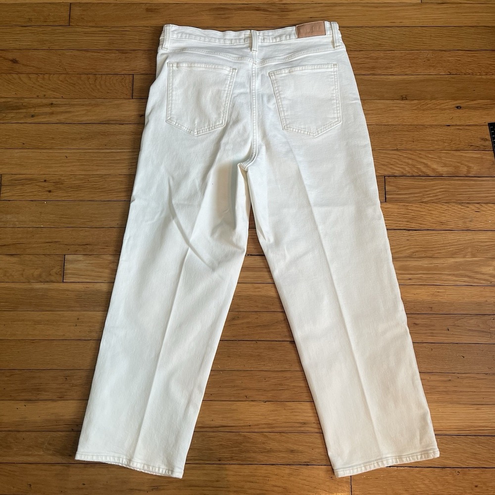 Pistola High Rise Straight Leg Cropped Jeans White Denim 31x24" Button Fly EUC - Picture 9 of 11